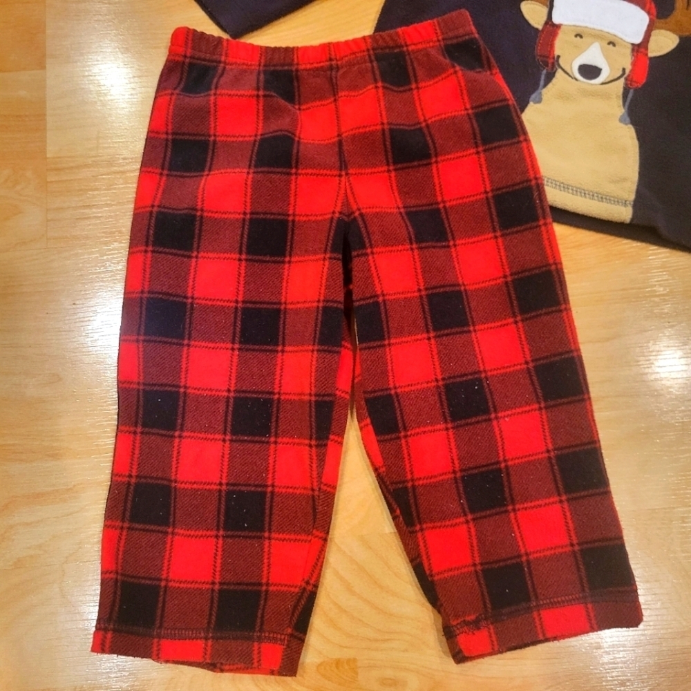 Carter's Fleece pajama set Buffalo plaid size 18 months. - Picture 5 of 5
